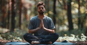 Person meditating with focused attention on a single object.